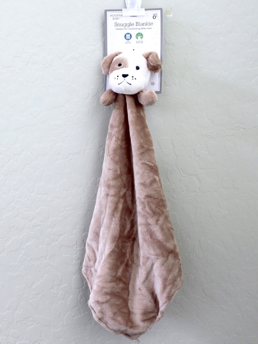 Modern Baby Tan Puppy Dog Snuggle Blankie Lovey Soft Plush Security Blanket NWT